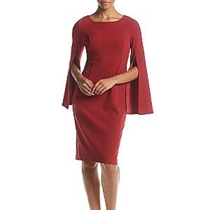 Burgundy Calvin Klein Split Sleeve Dress Size 12